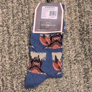 Blue and Orange Casual Socks with Decorative Patterns